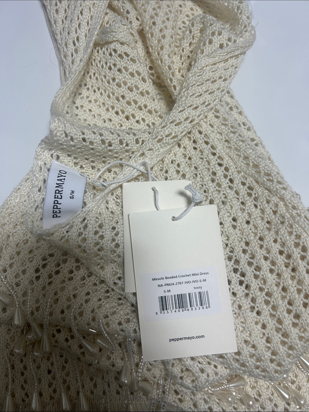 Peppermayo Ivory Crochet Tassel Mini Dress - Picture 5 of 5
